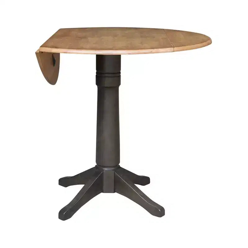 Table à manger en hévéa à abattants, hauteur comptoir, 42" rond x 36,3" H