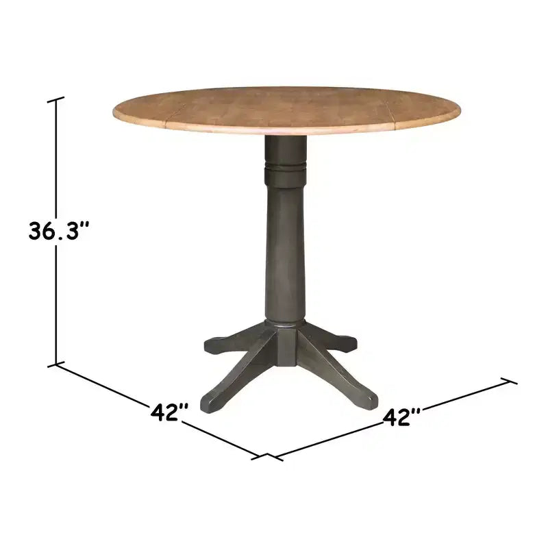 Table à manger en hévéa à abattants, hauteur comptoir, 42" rond x 36,3" H