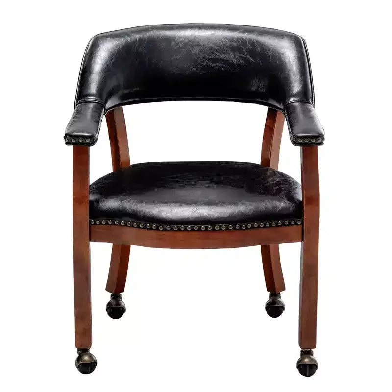 Fauteuil en cuir végan avec roulettes, 77,5 cm H x 64 cm L x 66,7 cm P