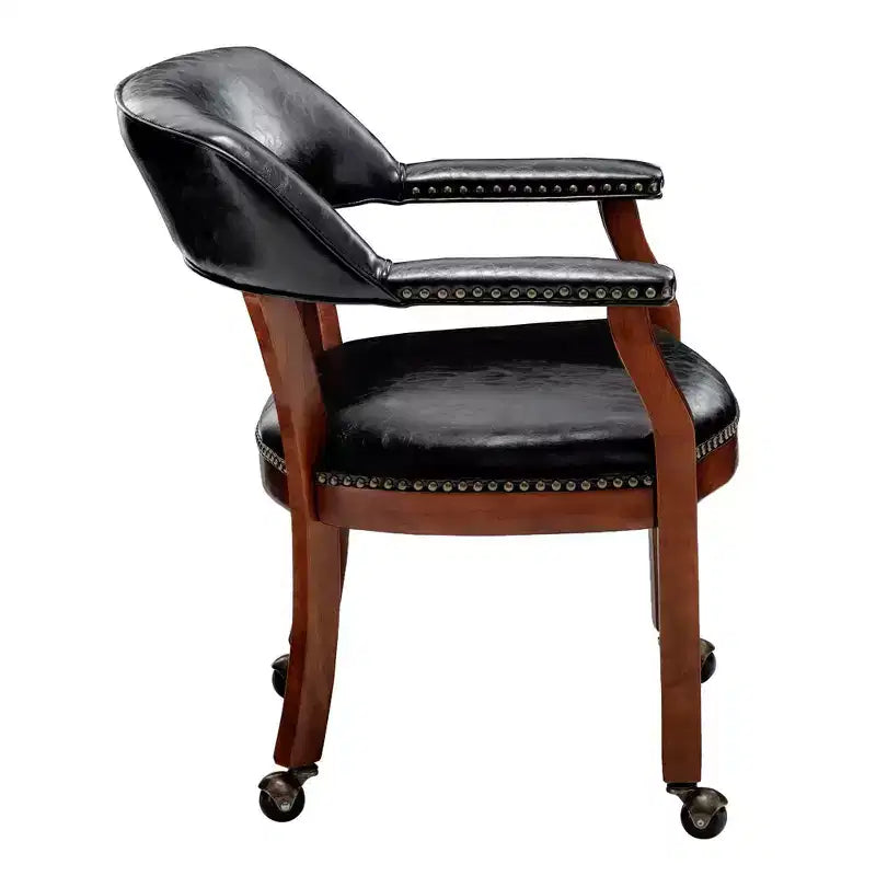 Fauteuil en cuir végan avec roulettes, 77,5 cm H x 64 cm L x 66,7 cm P
