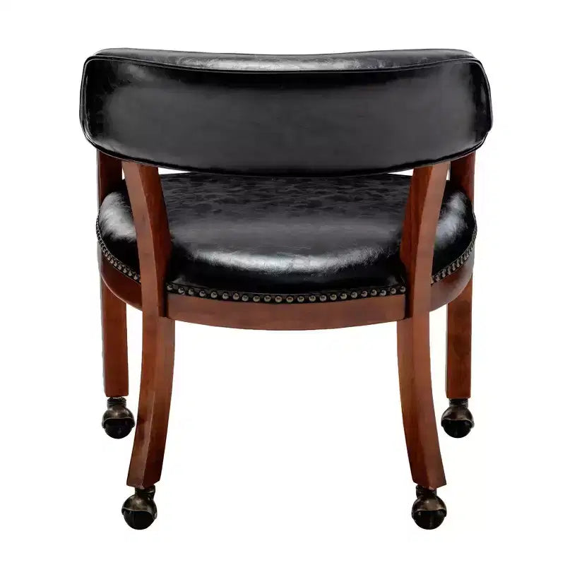 Fauteuil en cuir végan avec roulettes, 77,5 cm H x 64 cm L x 66,7 cm P