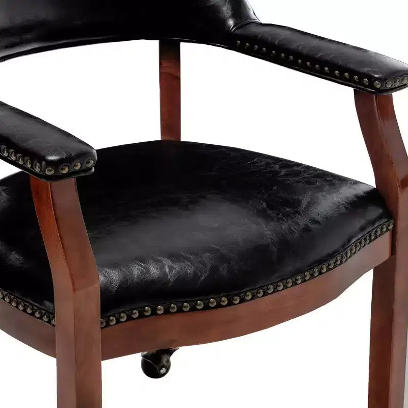 Fauteuil en cuir végan avec roulettes, 77,5 cm H x 64 cm L x 66,7 cm P