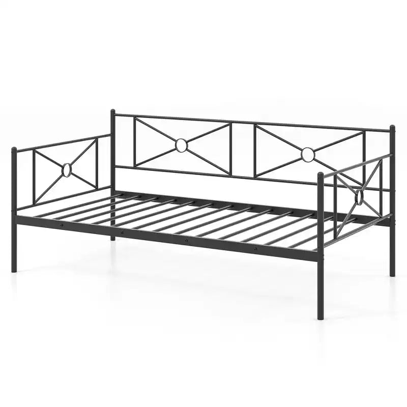 Cadre de lit de repos double en métal avec lattes, 79"L x 41"l x 34"H, capacité de 150 kg