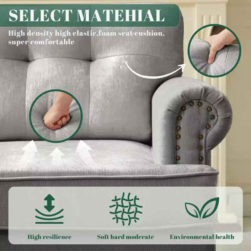 Fauteuil d'appoint en bois laminé et tissu chenille, 34,65"H x 33,07"L x 30"P