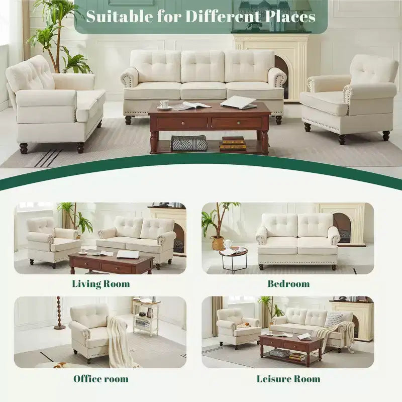 Fauteuil d'appoint en bois laminé et tissu chenille, 34,65"H x 33,07"L x 30"P