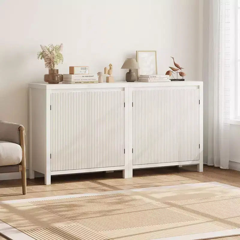 Meuble de rangement en MDF et rotin avec 2 portes et 1 tiroir, 84,1 cm H x 76,5 cm L x 39,9 cm P