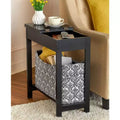 Table d'appoint en MDF avec plateau à charnière et panier de rangement en tissu, 59,7 cm (L) x 29,2 cm (P) x 61 cm (H)