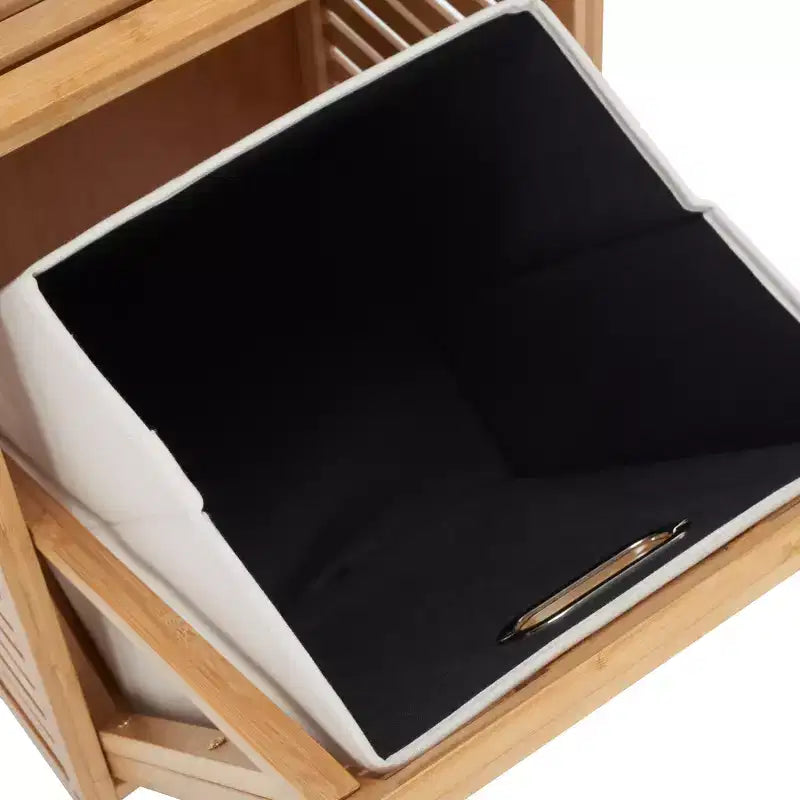 Panier à linge en bambou avec étagère et doublure amovible, 68 litres, 94,5 cm (H) x 39,8 cm (L) x 29,8 cm (P)