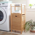 Panier à linge en bambou avec étagère et doublure amovible, 68 litres, 94,5 cm (H) x 39,8 cm (L) x 29,8 cm (P)