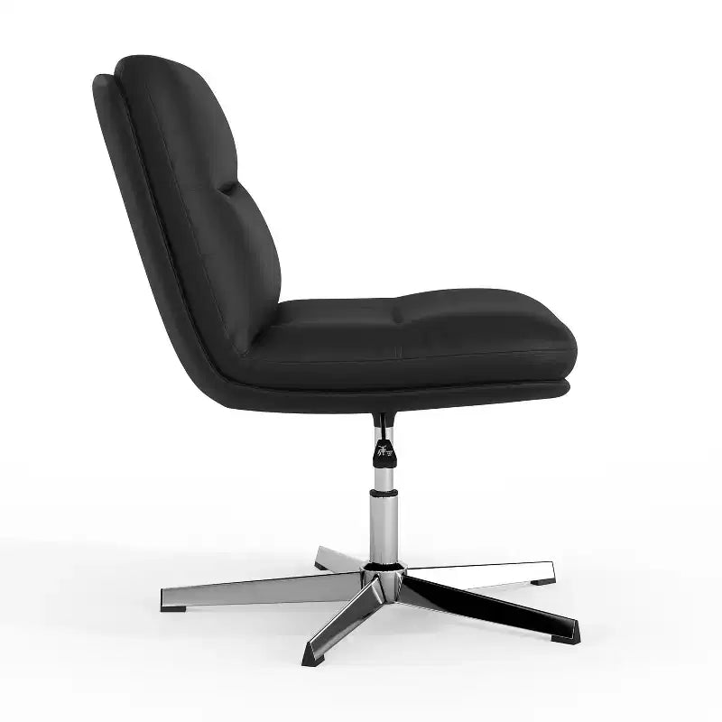 Fauteuil de bureau pivotant sans accoudoirs en cuir reconstitué avec réglage de la hauteur, capacité de 136 kg