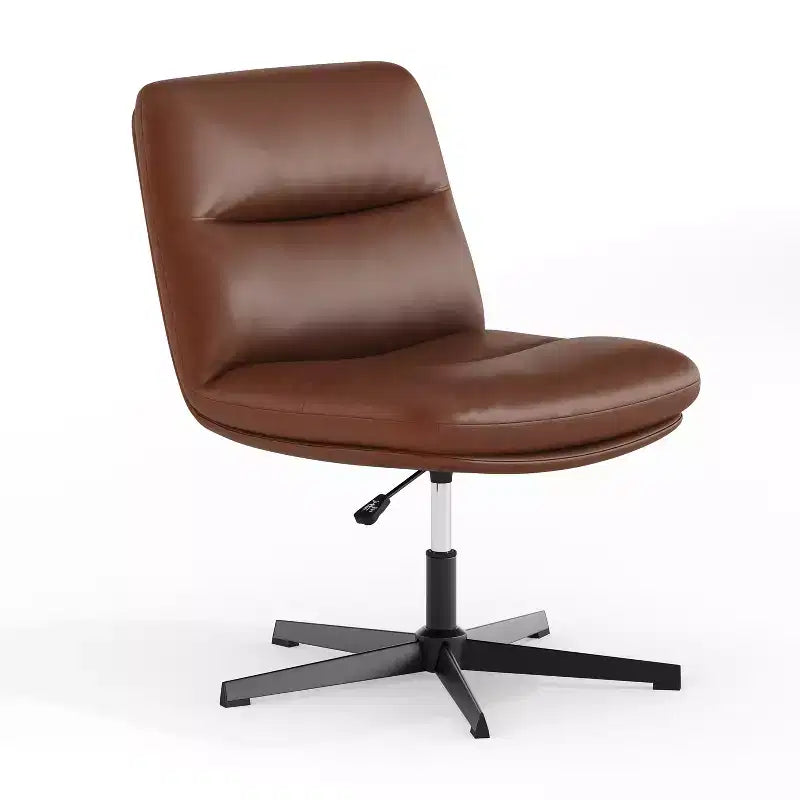 Fauteuil de bureau pivotant sans accoudoirs en cuir reconstitué avec réglage de la hauteur, capacité de 136 kg