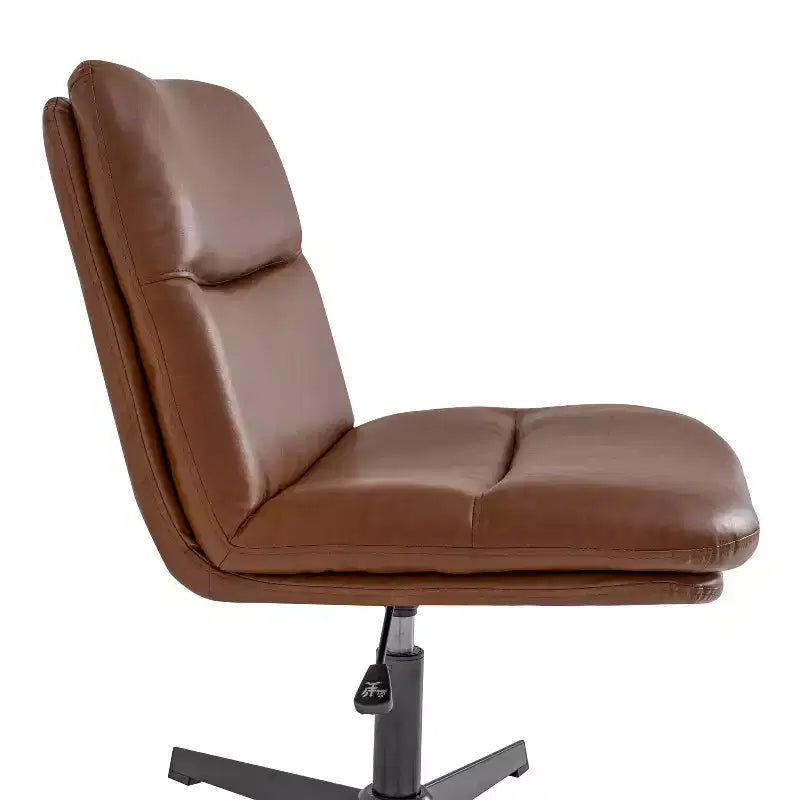 Fauteuil de bureau pivotant sans accoudoirs en cuir reconstitué avec réglage de la hauteur, capacité de 136 kg