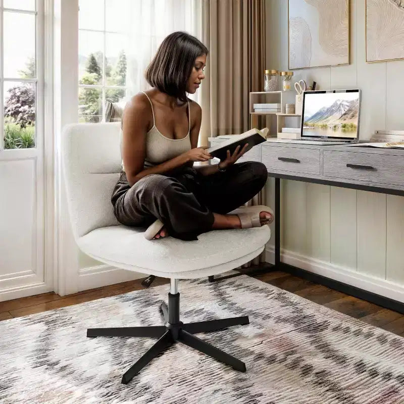 Fauteuil de bureau pivotant sans accoudoirs en cuir reconstitué avec réglage de la hauteur, capacité de 136 kg