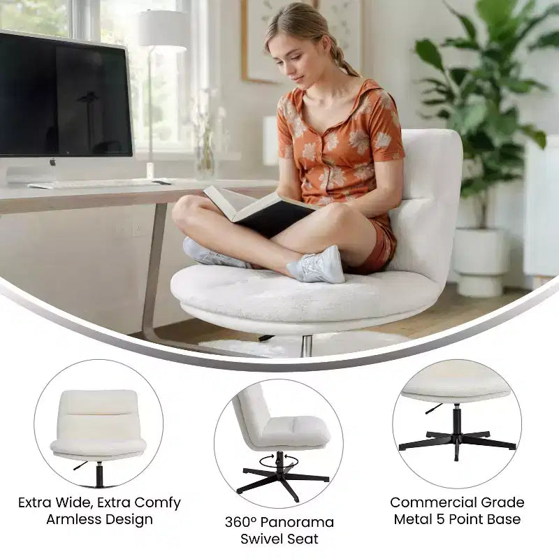 Fauteuil de bureau pivotant sans accoudoirs en cuir reconstitué avec réglage de la hauteur, capacité de 136 kg