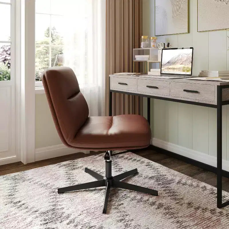 Fauteuil de bureau pivotant sans accoudoirs en cuir reconstitué avec réglage de la hauteur, capacité de 136 kg