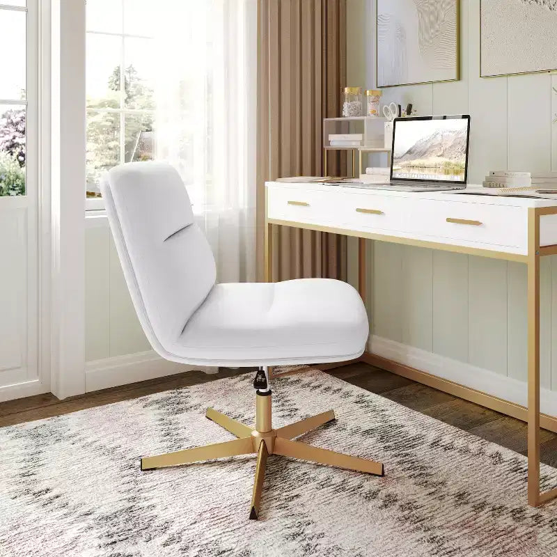 Fauteuil de bureau pivotant sans accoudoirs en cuir reconstitué avec réglage de la hauteur, capacité de 136 kg