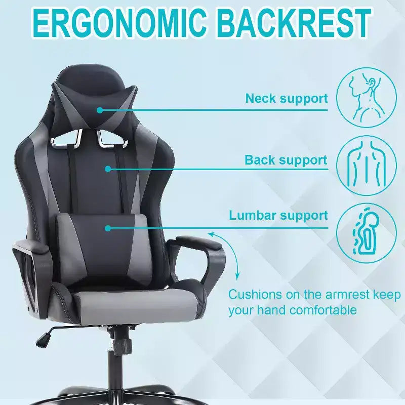 FDW Chaise de Bureau Chaise Gaming Chaise de Bureau Fauteuil de Direction avec Support Lombaire Tabouret Réglable Chaise d'Ordinateur Pivotante à Roulettes