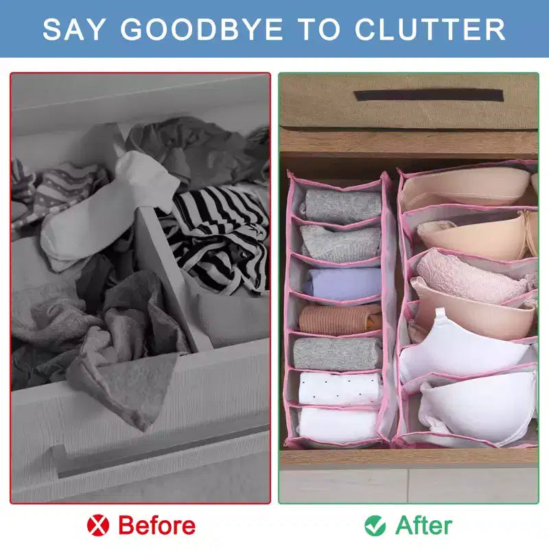 Unique Bargains 6 compartiments Organiseur de tiroir pliable pour soutiens-gorge, chaussettes, sous-vêtements, lot de 2