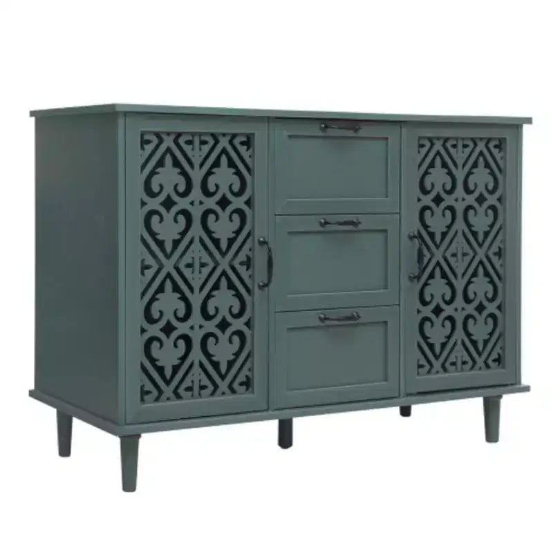 Meuble à 3 tiroirs, armoire de cuisine de 120 cm avec 2 portes, buffet, console pour salon, chambre, cuisine, entrée