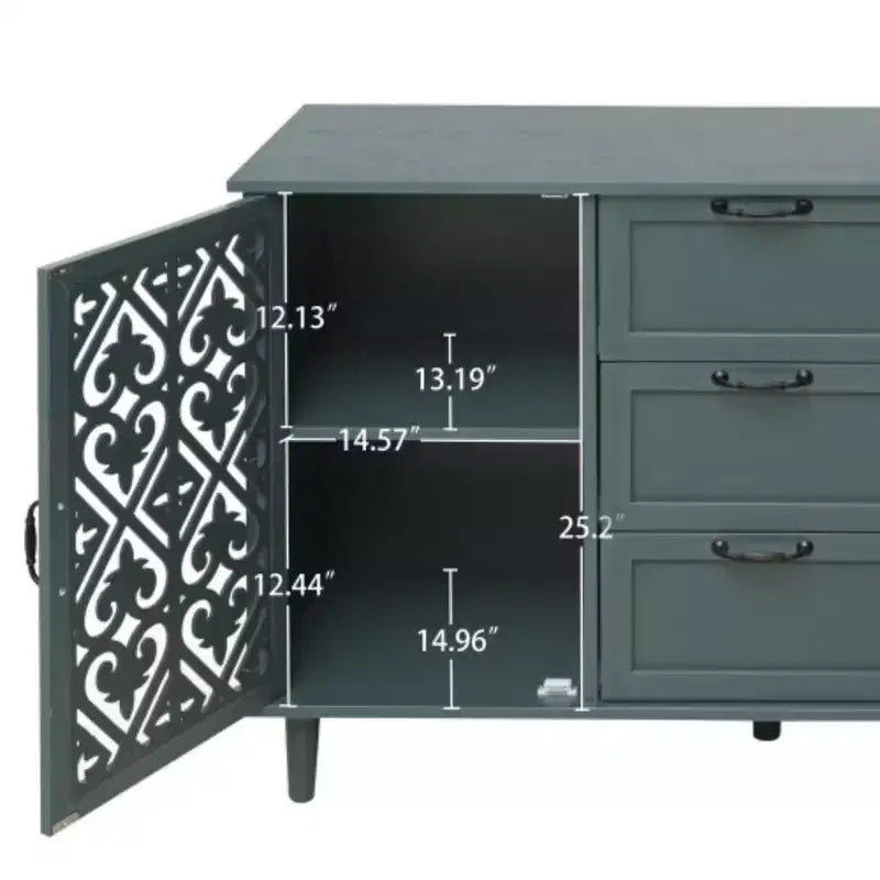 Meuble à 3 tiroirs, armoire de cuisine de 120 cm avec 2 portes, buffet, console pour salon, chambre, cuisine, entrée