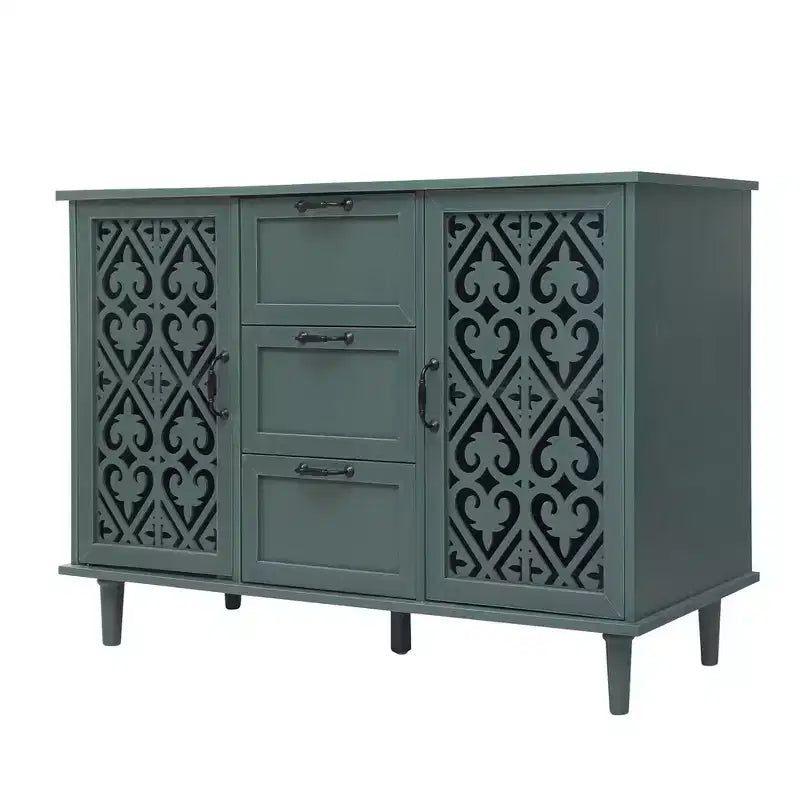 Meuble à 3 tiroirs, armoire de cuisine de 120 cm avec 2 portes, buffet, console pour salon, chambre, cuisine, entrée
