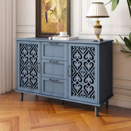 Meuble à 3 tiroirs, armoire de cuisine de 120 cm avec 2 portes, buffet, console pour salon, chambre, cuisine, entrée
