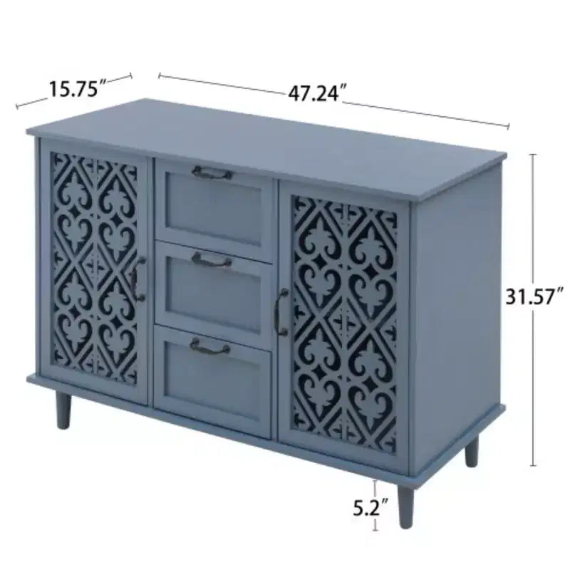 Meuble à 3 tiroirs, armoire de cuisine de 120 cm avec 2 portes, buffet, console pour salon, chambre, cuisine, entrée