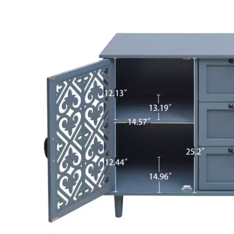 Meuble à 3 tiroirs, armoire de cuisine de 120 cm avec 2 portes, buffet, console pour salon, chambre, cuisine, entrée