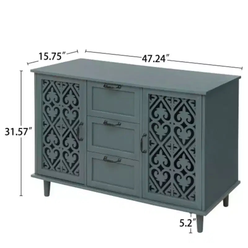 Meuble à 3 tiroirs, armoire de cuisine de 120 cm avec 2 portes, buffet, console pour salon, chambre, cuisine, entrée